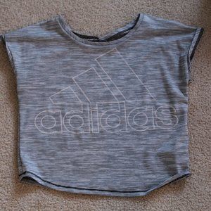 Girls adidas black and white striped top